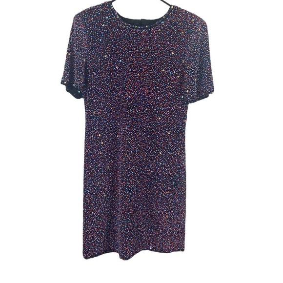 Vintage 80’s Heavy Hand Beaded and Sequinned Dress Size M - Picture 3 of 11